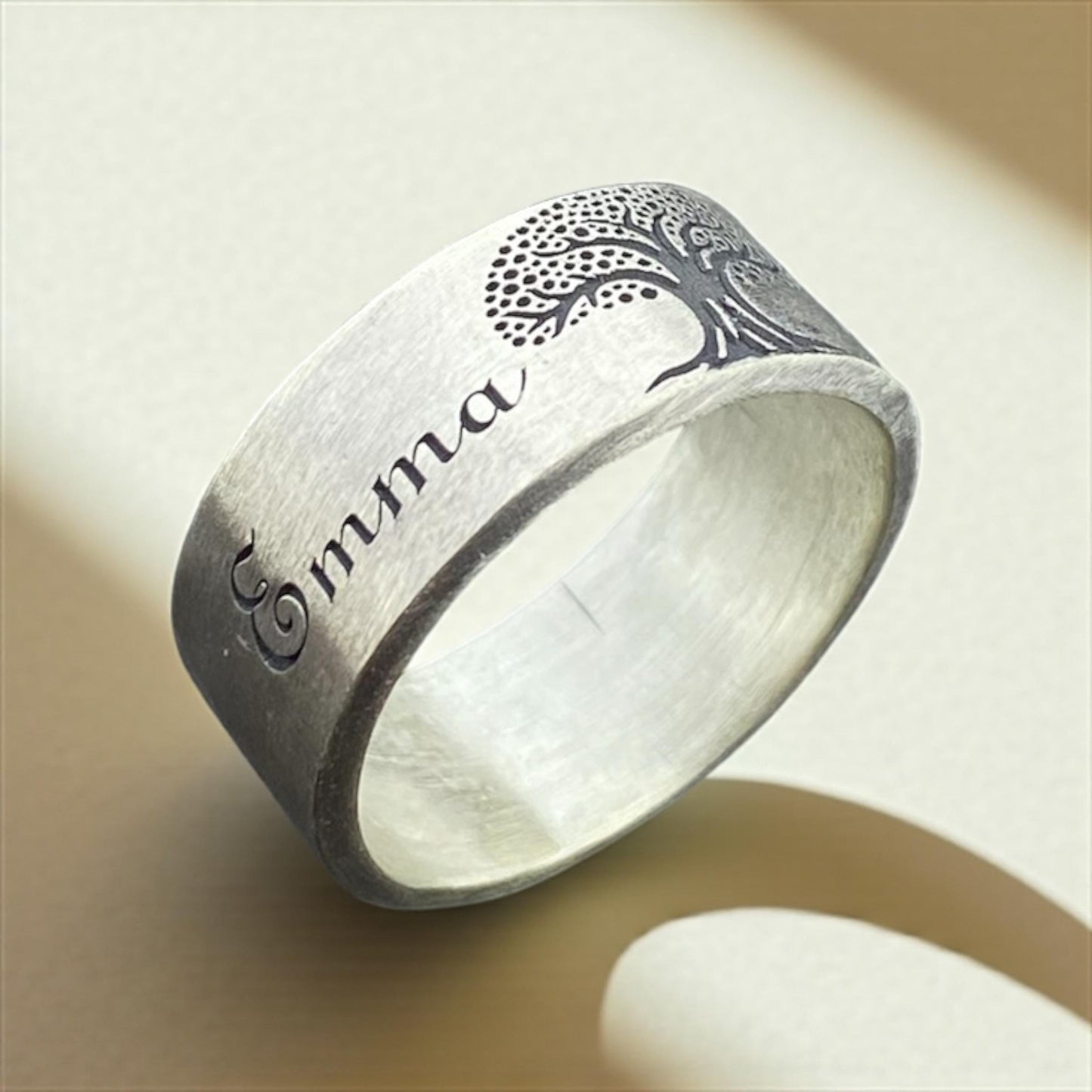 Personalized Tree of Life Ring – Custom Name Engraved 925 Silver Family Band for Men and Women – Handmade by Cousinjewellry