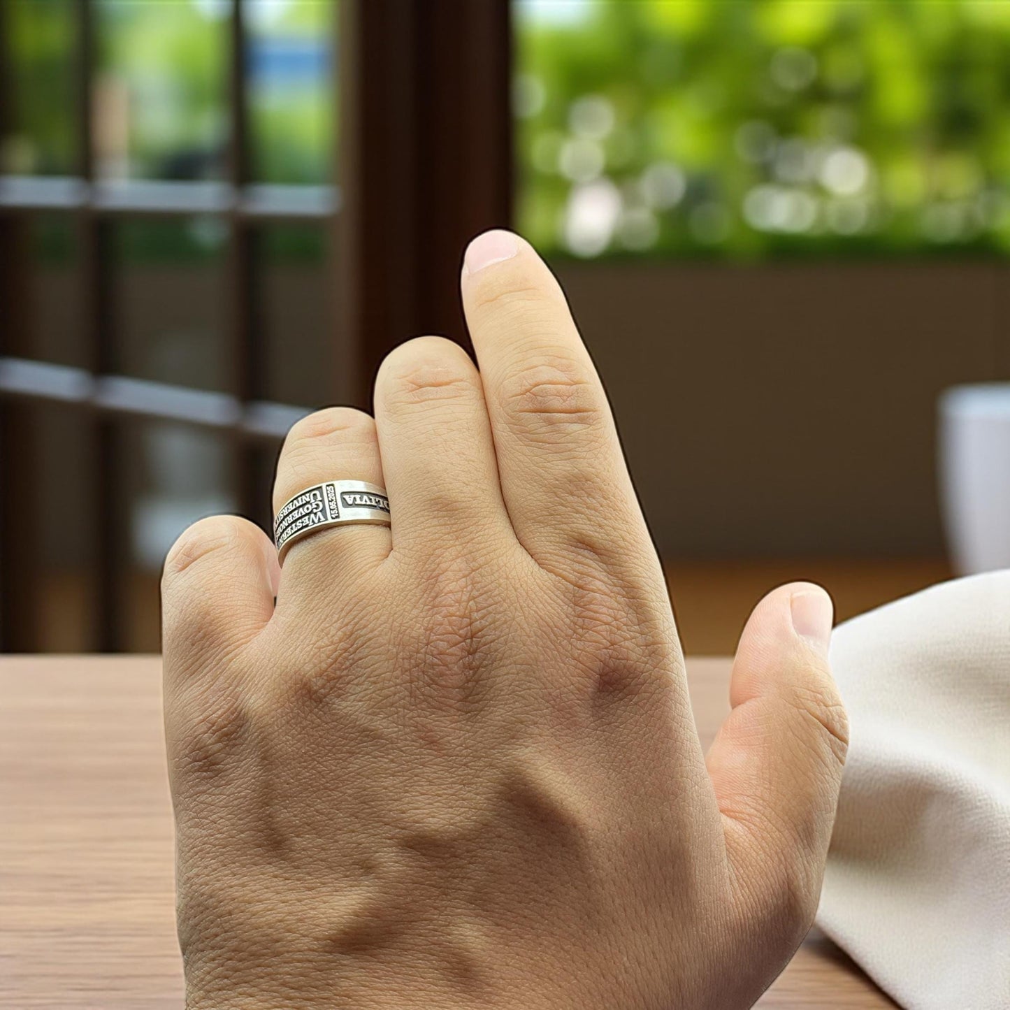Custom College Graduation Ring – Personalized 925 Silver Band with Name, Date, and University – Handmade by Cousinjewellry