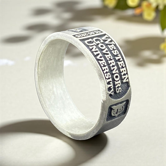 Custom College Graduation Ring – Personalized 925 Silver Band with Name, Date, and University – Handmade by Cousinjewellry