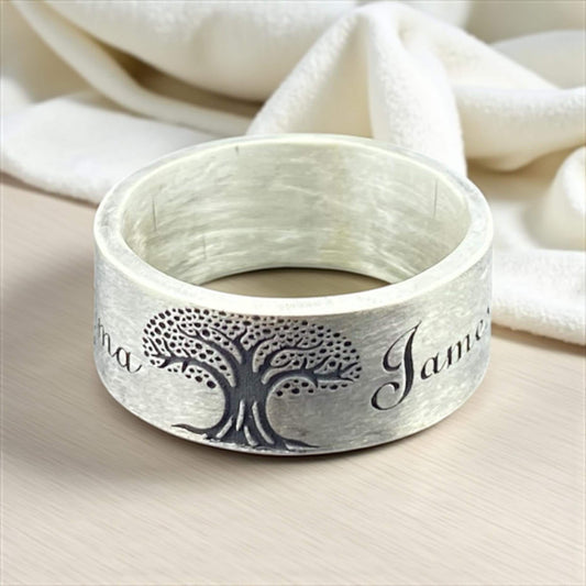 Personalized Tree of Life Ring – Custom Name Engraved 925 Silver Family Band for Men and Women – Handmade by Cousinjewellry