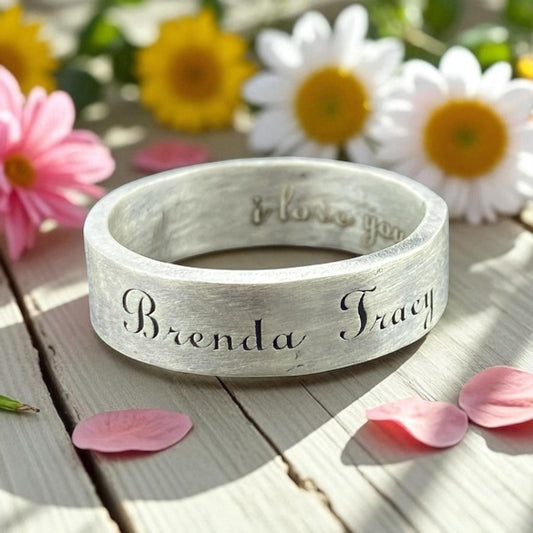 Custom Sterling Silver Name Ring – Personalized Engraved Band with Inside Message, Handmade 925 Ring for Women, Anniversary Gift Jewelry