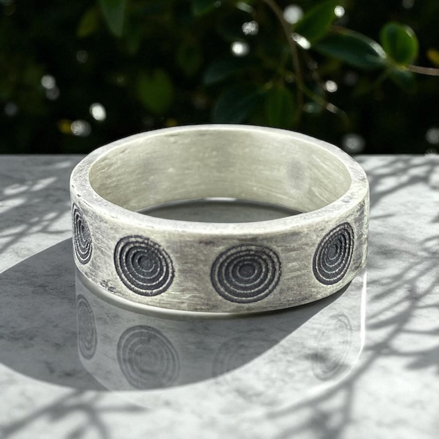 Modern Spiral Engraved Silver Ring for Men – Abstract Textured Design Band – Handmade Matte Ring by Cousinjewellry