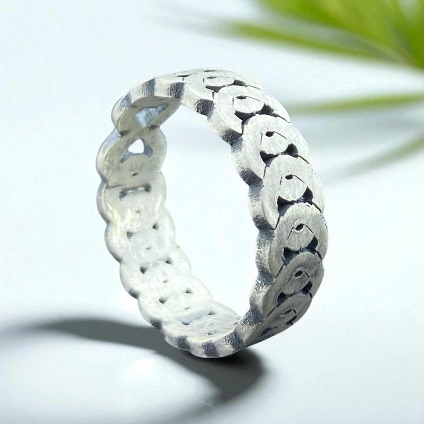 Handmade Sterling Silver Chain Link Ring – Rustic Textured Band for Men or Women – Unique Unisex Jewelry by Cousinjewellry