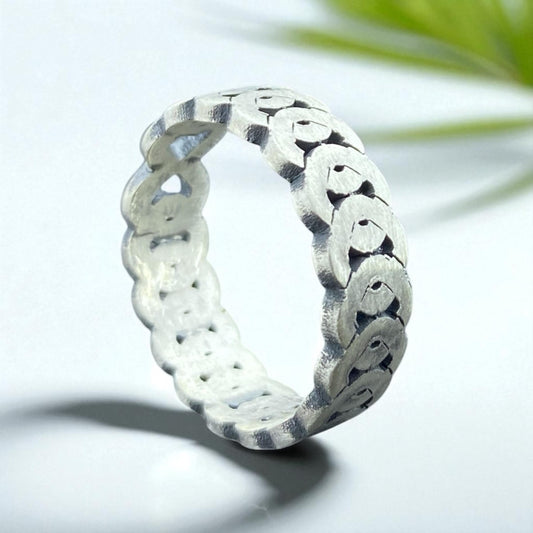 Handmade Sterling Silver Chain Link Ring – Rustic Textured Band for Men or Women – Unique Unisex Jewelry by Cousinjewellry