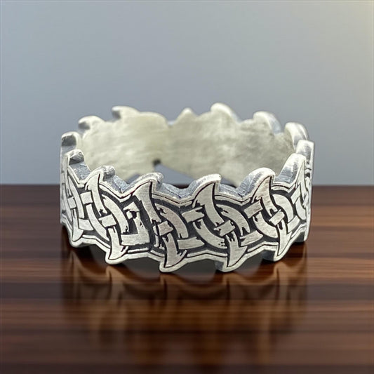 Celtic Knot Silver Ring for Men, Handmade Viking Style Band Ring, Unique Carved Sterling Silver Ring Gift Idea by Cousinjewellry