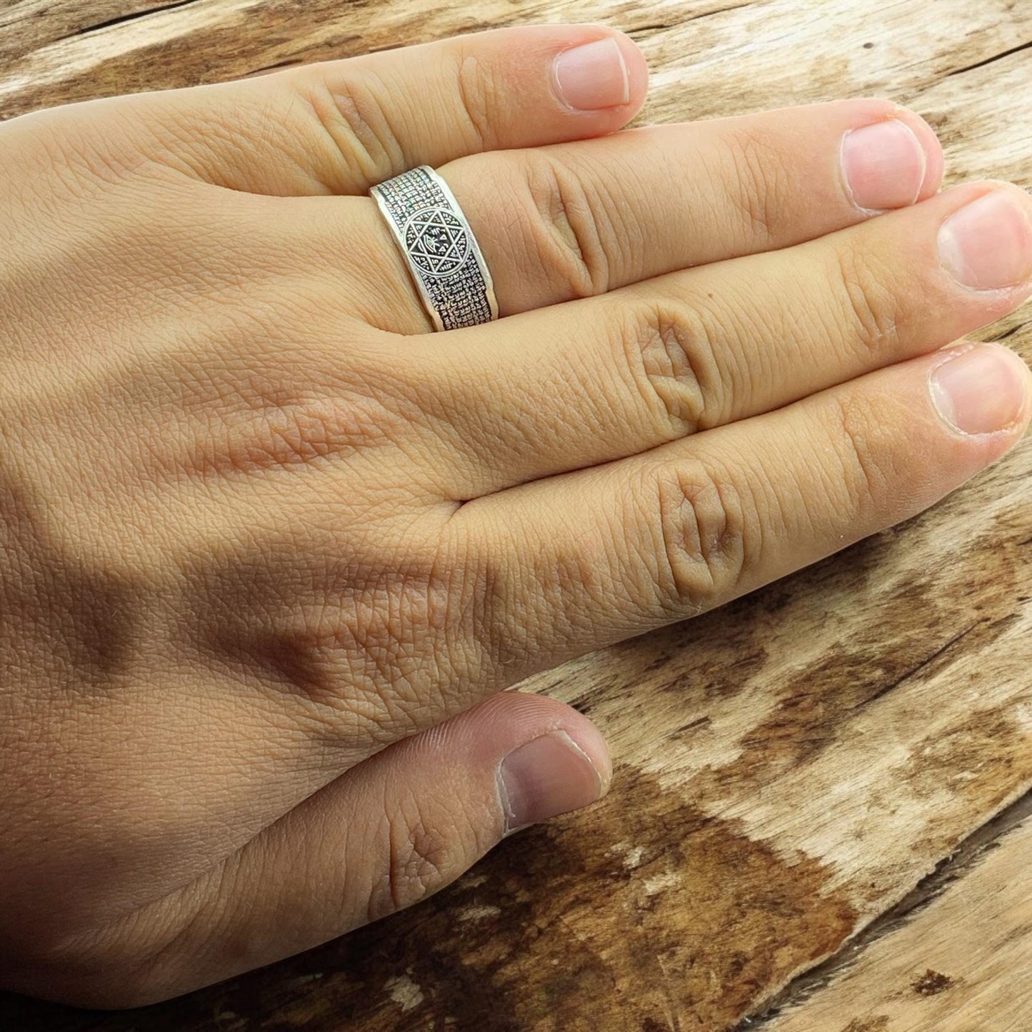 Mystic All-Seeing Eye Ring with Hebrew Script – Handmade 925 Silver Occult Talisman Band by CousinJewellry for Spiritual Protection