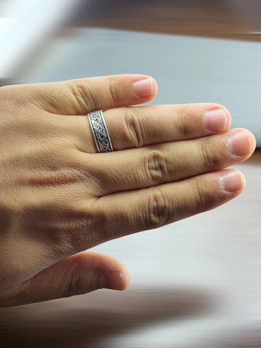 925 Sterling Silver INRI Ring – Engraved Christian Band for Men – Handmade Oxidized Religious Ring by Cousinjewellry